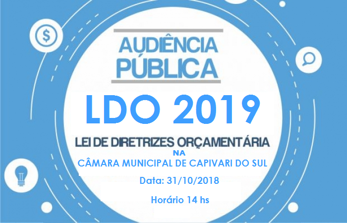 Foi realizada nesta quarta-feira, dia 31/10/18, a Audiência Publica da LDO realizada pela Comissão de Orçamento e Finanças – COF