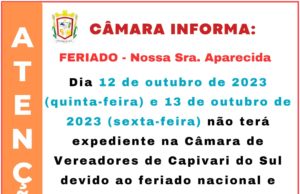 Expediente no Feriado de Nossa Sra Aparecida