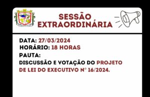 Aviso de Sessão Extraordinária em 27/03/2024