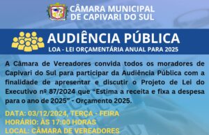 Audiência Pública dia 03/12/2024 as 17h