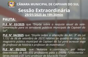 Sessão Extraordinaria 29/01/2025 as 19:30h