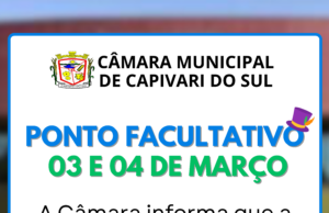Ponto Facultativo dias 3 e 4 de Março de 2025