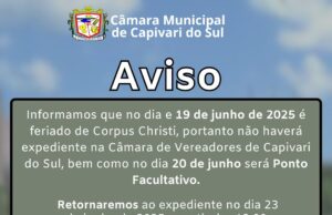 Aviso feriado de Corpus Christi