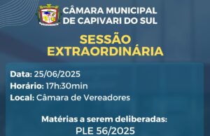 Sessão Extra-ordinária dia 25/06/2025