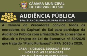 AUDIÊNCIA PÚBLICA PPA – PLANO PURIANUAL PARA 2026 A 2029