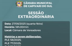 Convite para Sessão Extraordinária no 27/08/2025