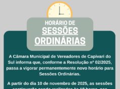 Novo Horario de Sessões Ordinárias