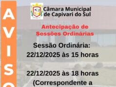 Antecipação de Sessões Ordinárias