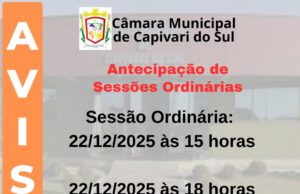 Antecipação de Sessões Ordinárias