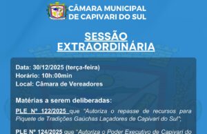 Sessão Extraordinária dia 30/12/2025