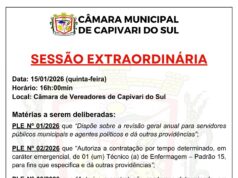Sessão Extraordinária dia 15/01/2026