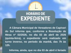 Horário de Expediente no dia 02/04/2026