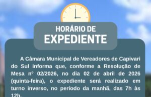 Horário de Expediente no dia 02/04/2026